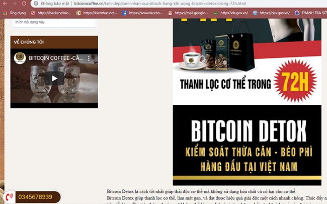 Bitcoin Coffee VN giả mạo báo chí... lừa dối khách về giảm cân Bitcoin Detox